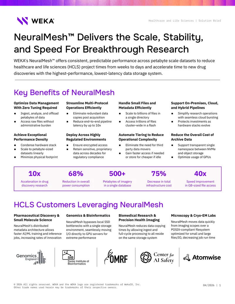 NeuralMesh Solution Brief for Healthcare and Life Sciences