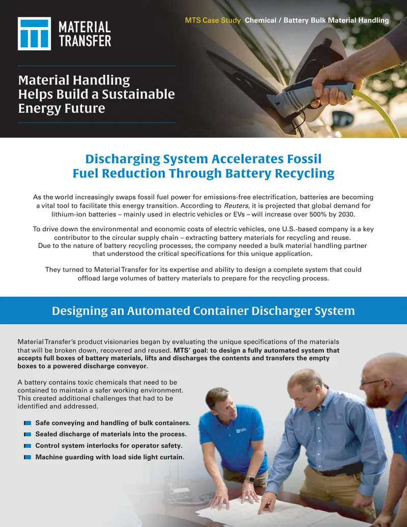 Automated Container Discharging System for Battery Recycling