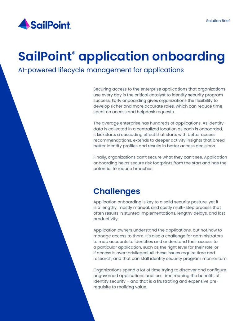 SailPoint Application Onboarding Solution Brief