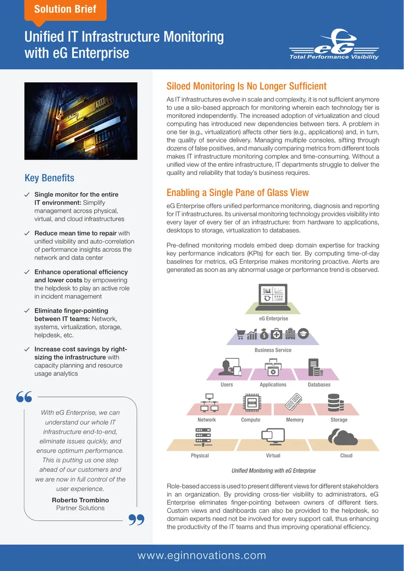 Unified IT Infrastructure Monitoring with eG Enterprise