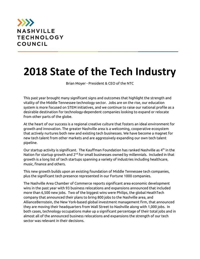 2018 State of the Tech Industry Report