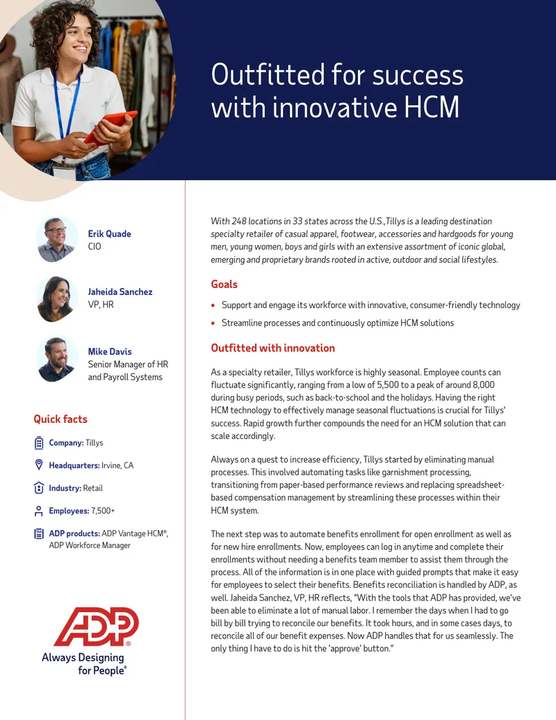 HCM Technology Implementation at Tillys