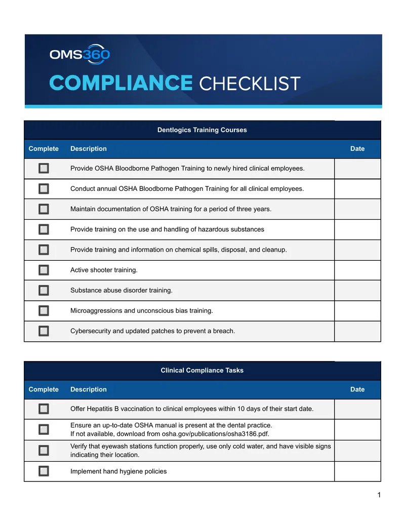 Clinical Compliance and Training Requirements