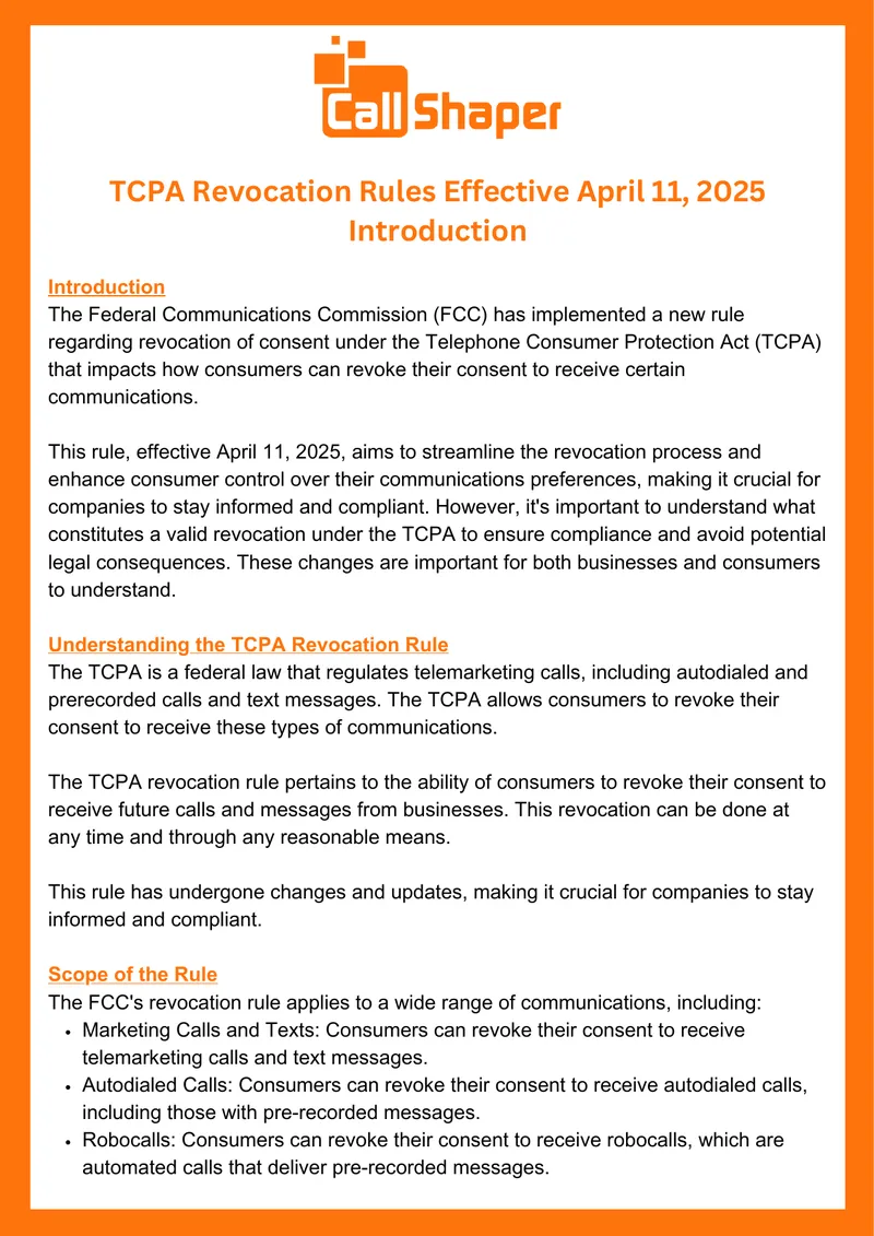 TCPA Revocation Rules Effective April 11, 2025