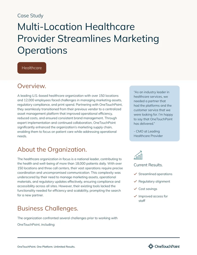 Multi-Location Healthcare Provider Marketing Operations Case Study
