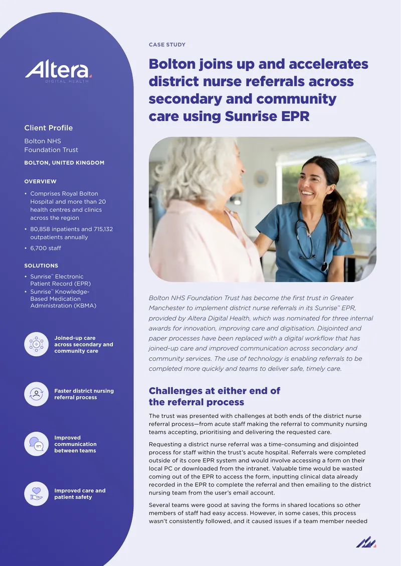 Bolton NHS Foundation Trust District Nurse Referral Case Study