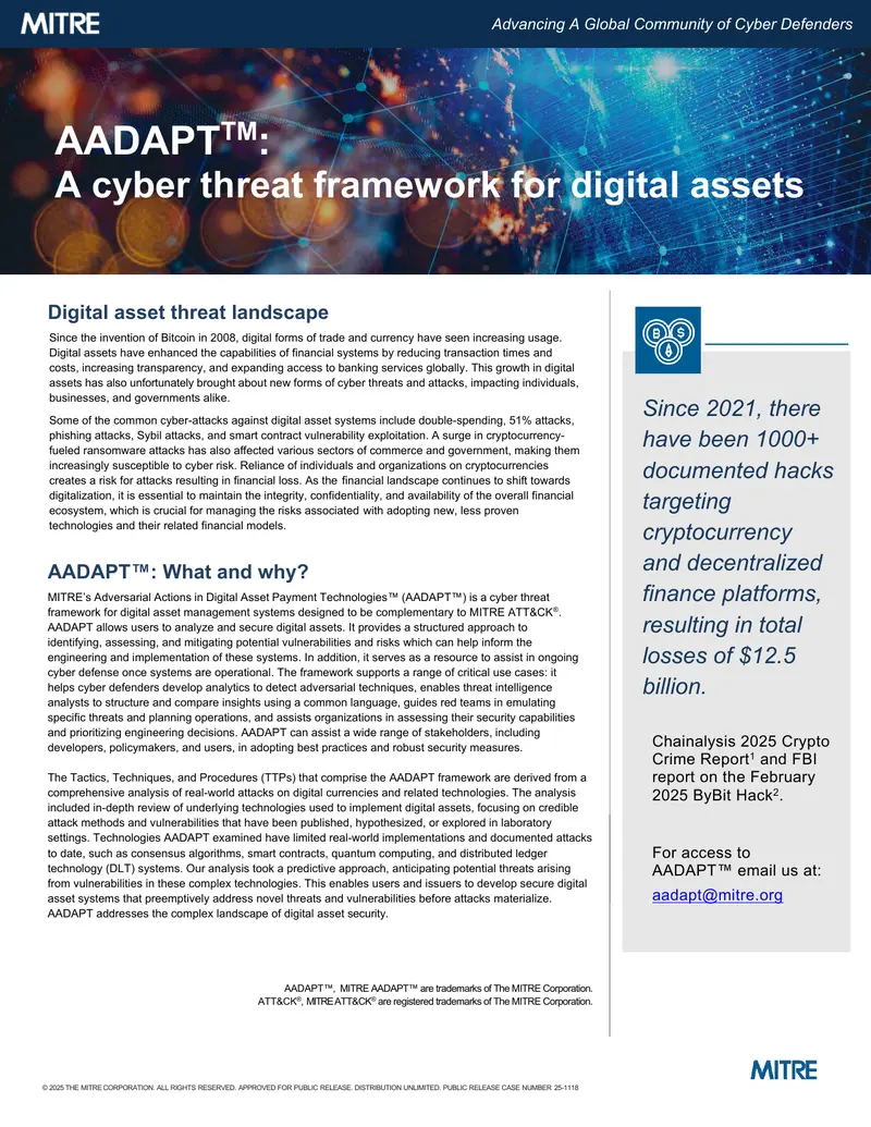 AADAPT Cyber Threat Framework for Digital Assets