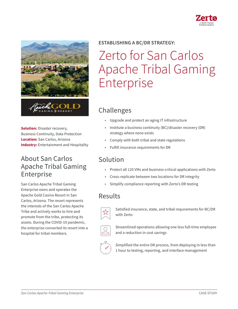 Zerto Modernizes IT Infrastructure for San Carlos Apache Tribe