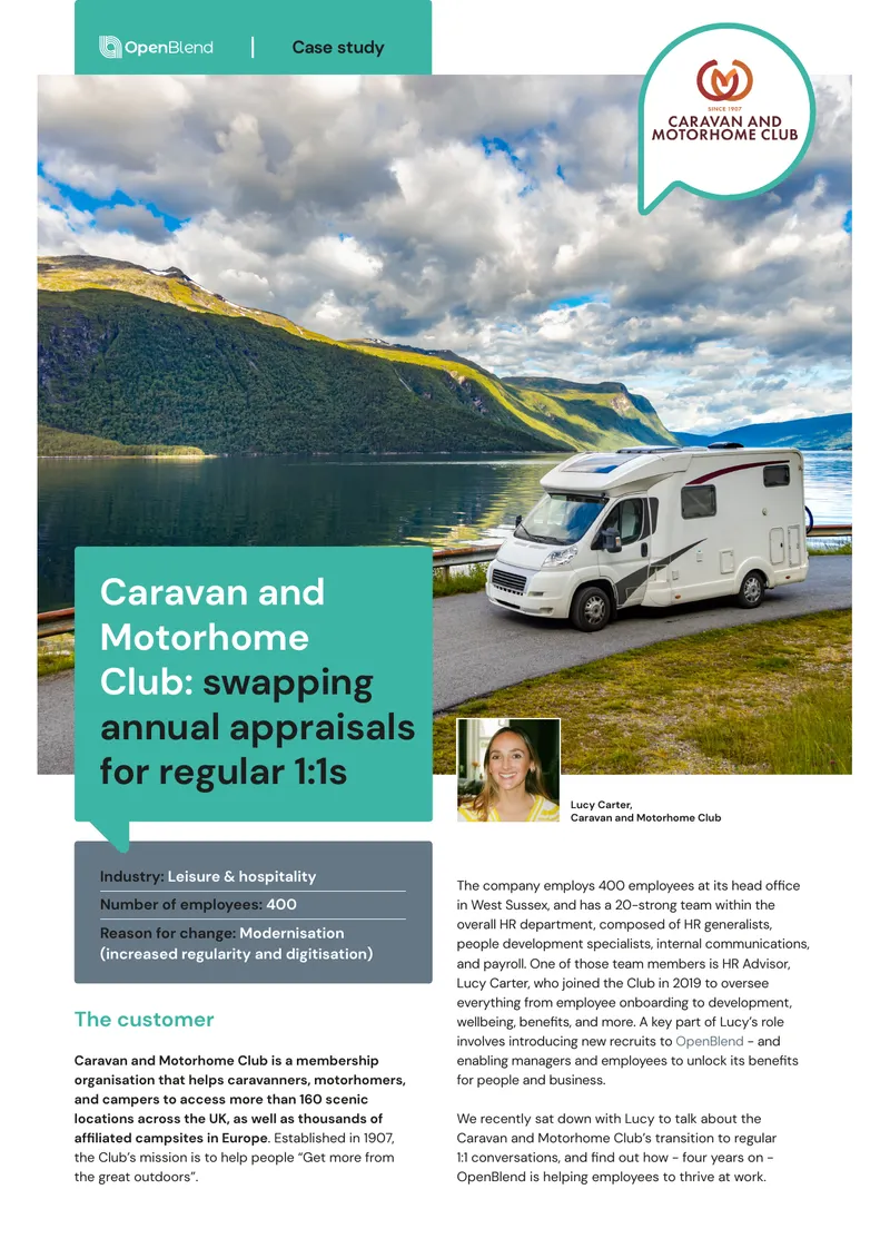 Caravan and Motorhome Club Performance Management Case Study