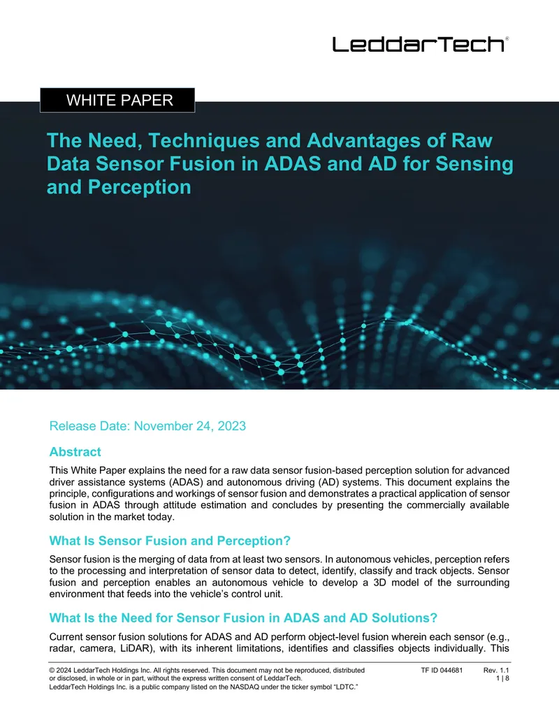 The Need for Raw Data Sensor Fusion in ADAS
