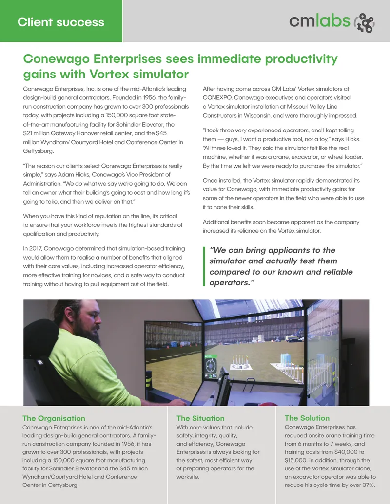 Conewago Enterprises Operator Training Optimization