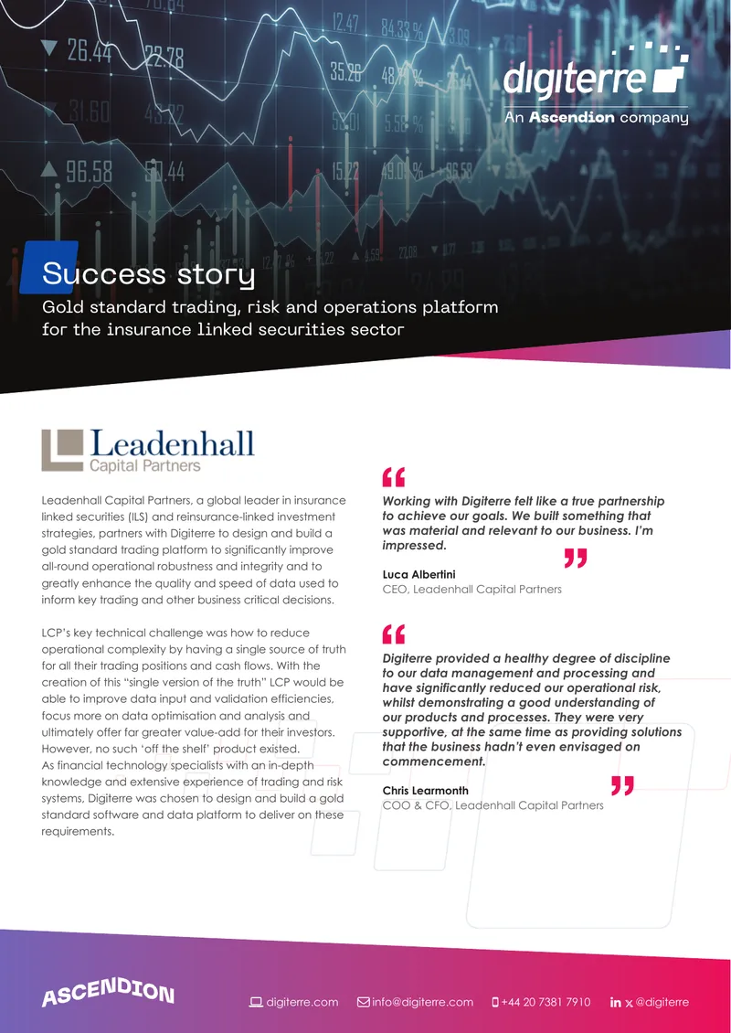 Gold Standard Trading Platform Development for ILS Sector