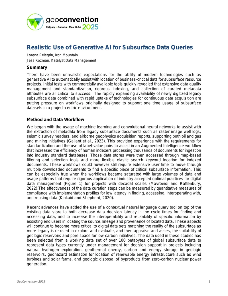 Generative AI Applications for Subsurface Data Management