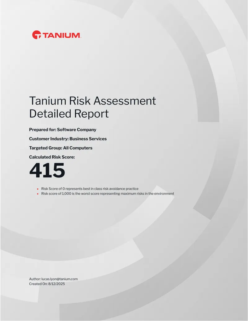 Tanium Risk Assessment Detailed Report