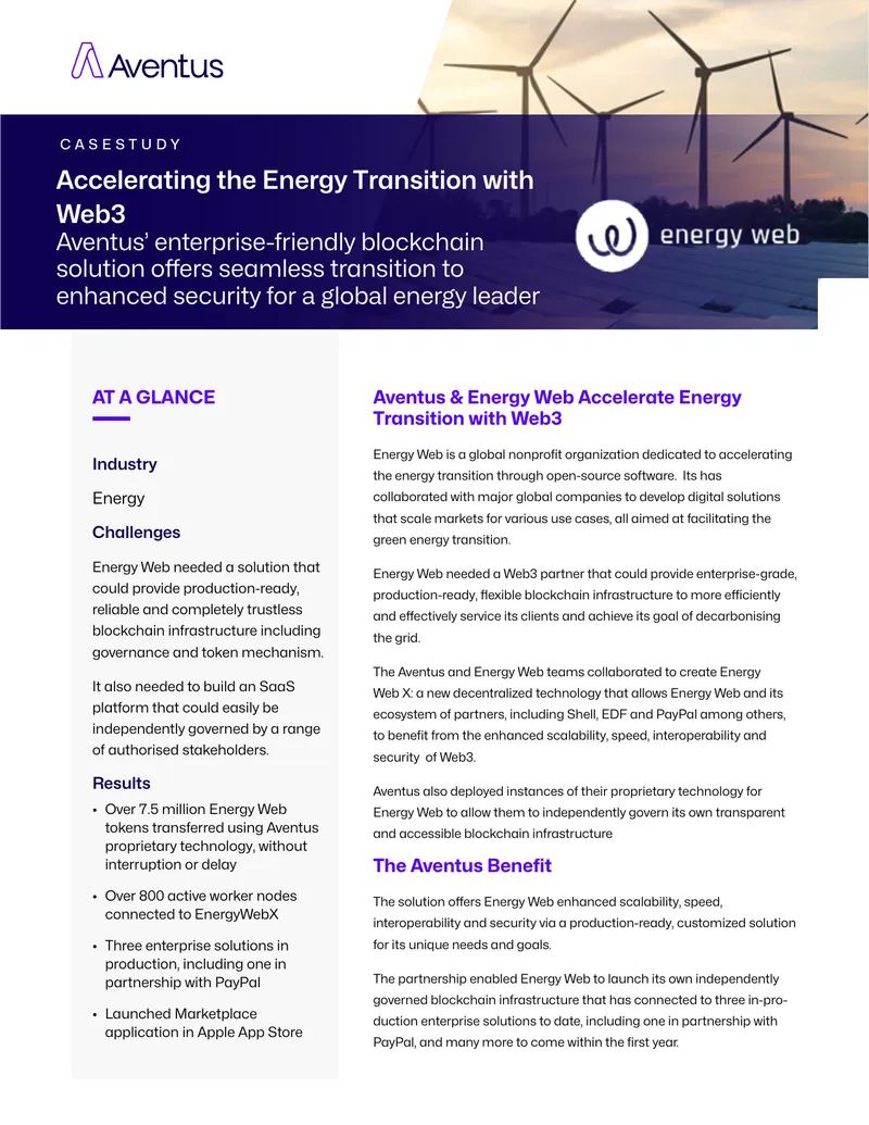 Aventus and Energy Web Blockchain Collaboration Case Study