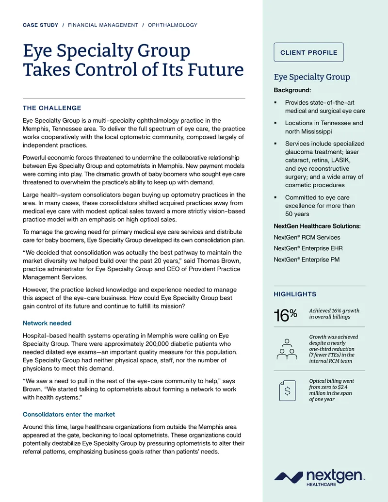 Eye Specialty Group Consolidation Strategy Case Study