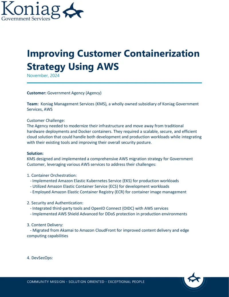 Improving Customer Containerization Strategy Using AWS