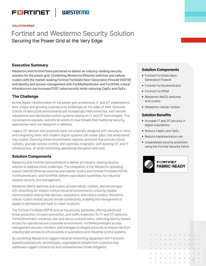 Fortinet and Westermo Security Solution Overview
