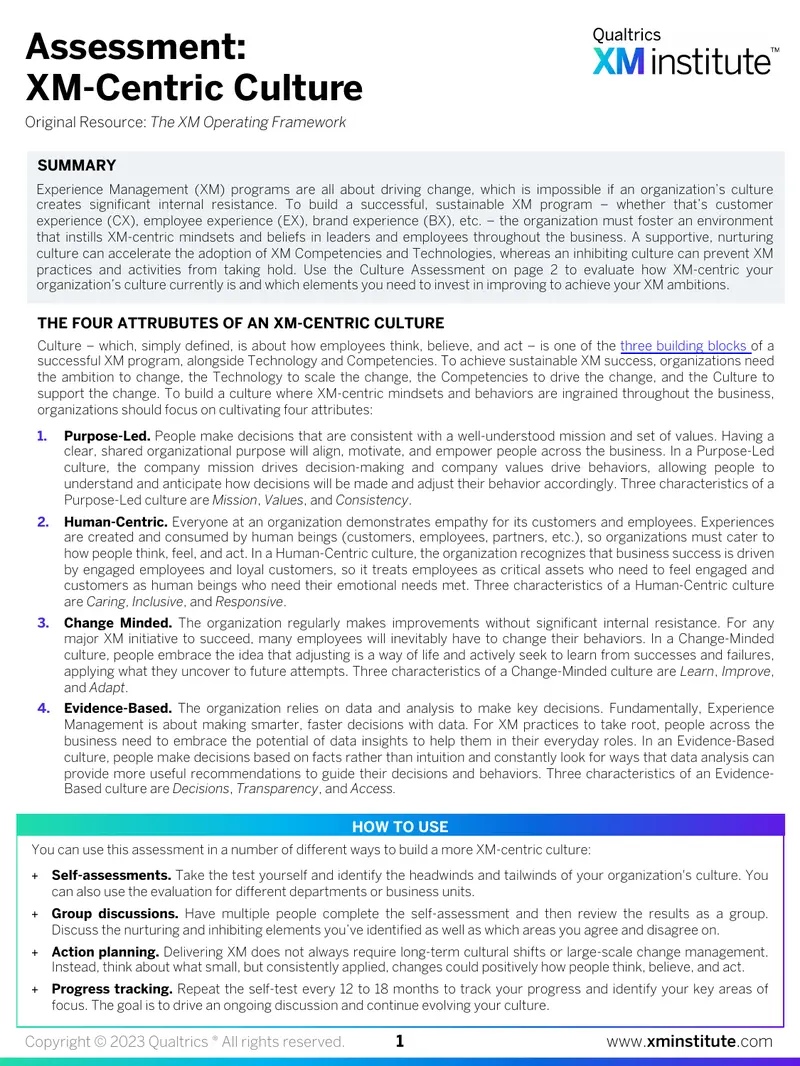 Building an XM-Centric Organizational Culture
