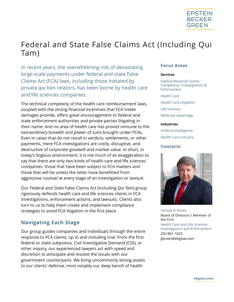 Federal and State False Claims Act Overview