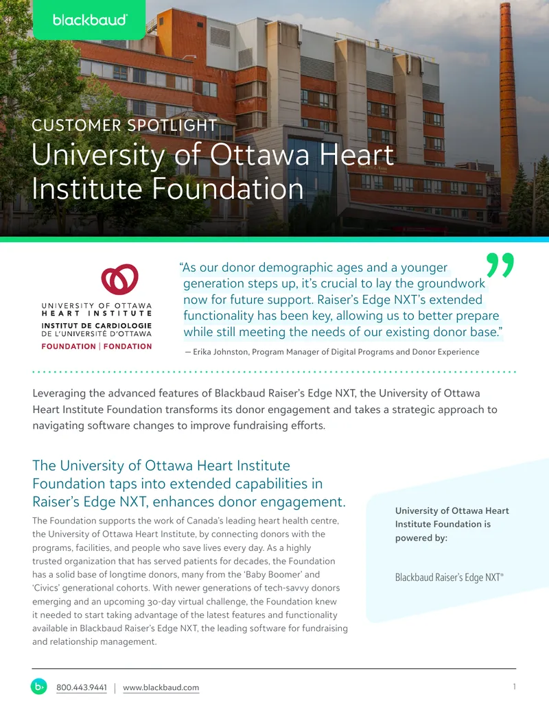University of Ottawa Heart Institute Foundation Donor Engagement Strategy