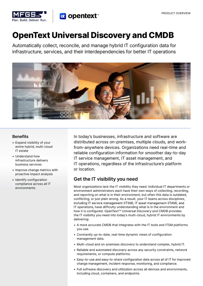 OpenText Universal Discovery and CMDB Functionality Overview