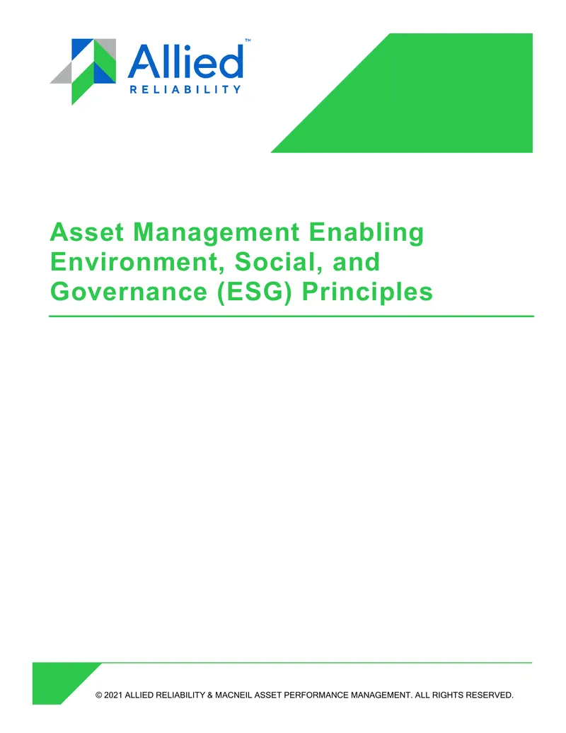 Asset Management Enabling Environment, Social, and Governance Principles