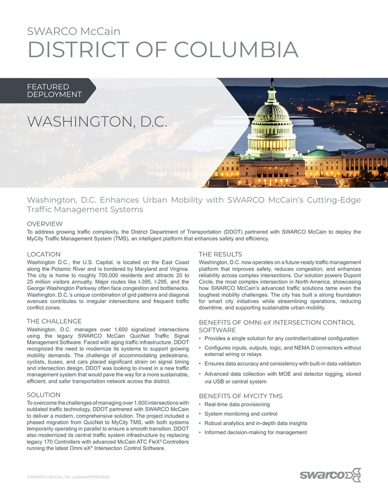 Washington D.C. Traffic Management System Deployment