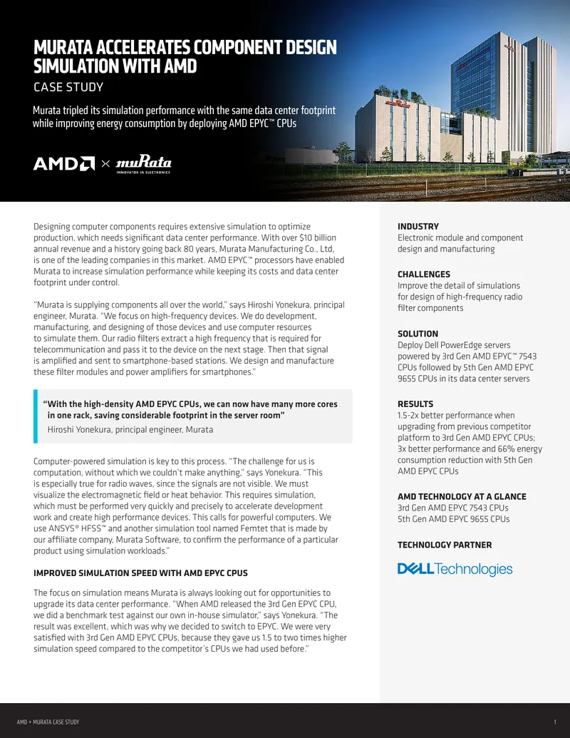 Murata Case Study on AMD EPYC CPU Deployment