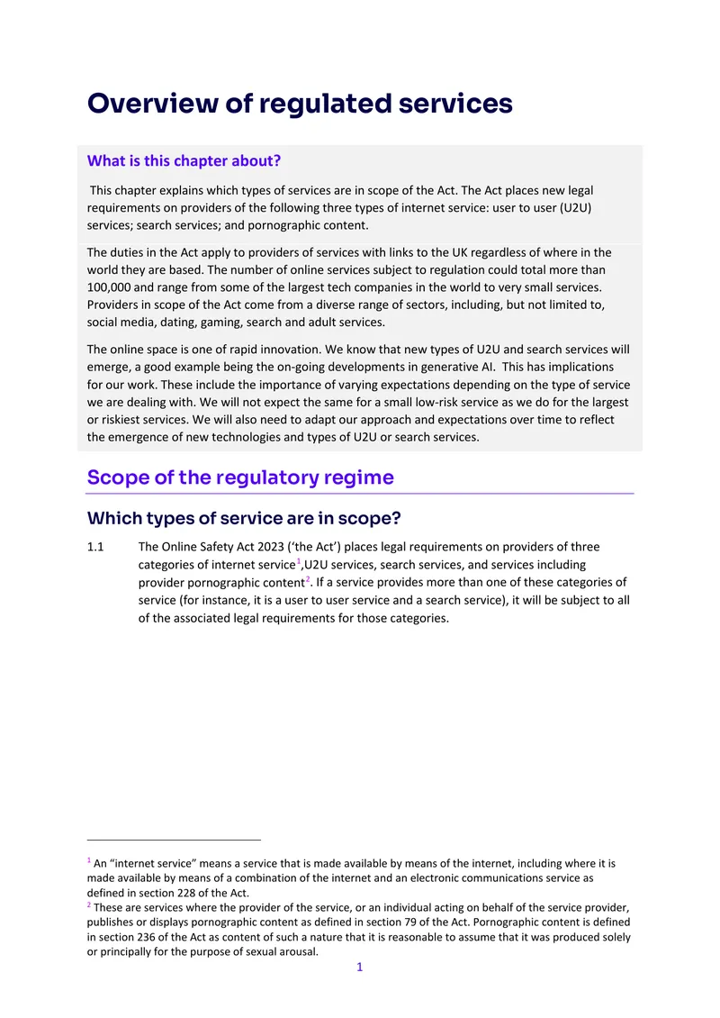 Regulated Services Under the Online Safety Act