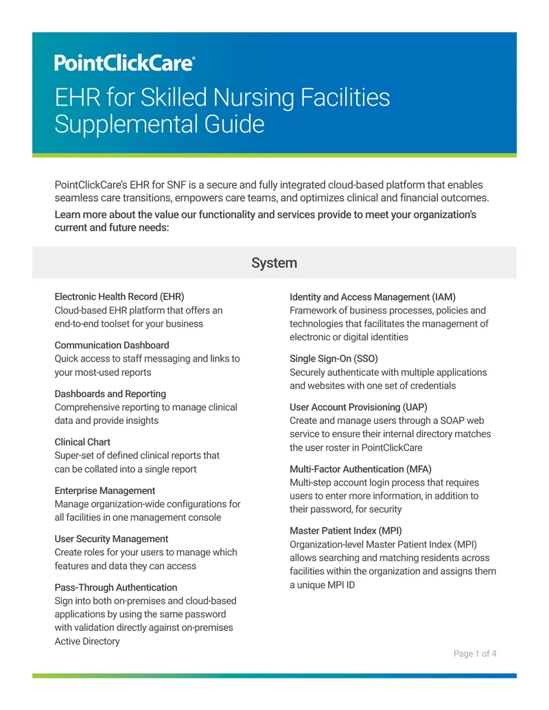 EHR for Skilled Nursing Facilities Supplemental Guide