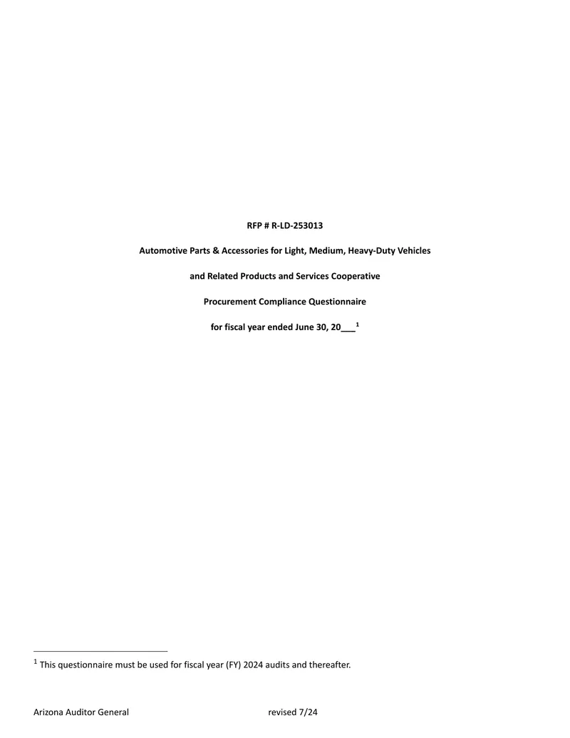 Procurement Compliance Questionnaire for Arizona School Districts
