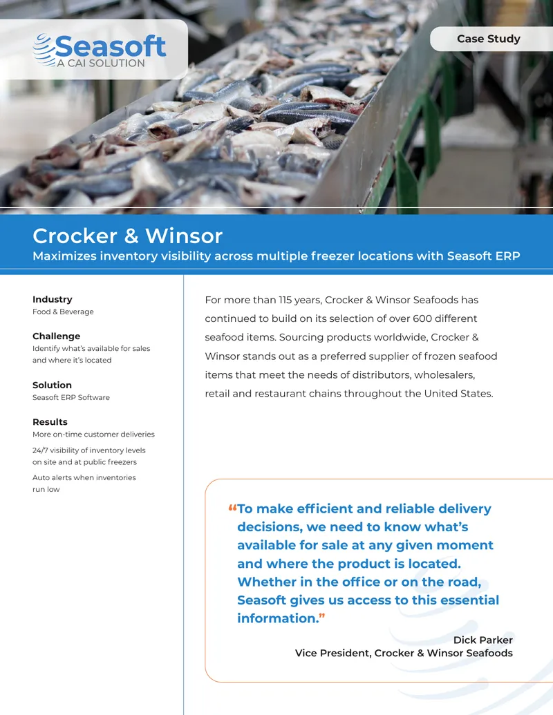 Crocker & Winsor Seafoods Inventory Management Case Study