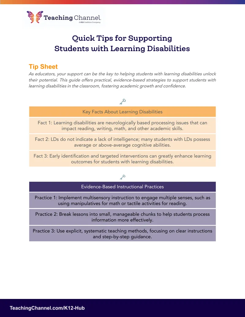 Quick Tips for Supporting Students with Learning Disabilities