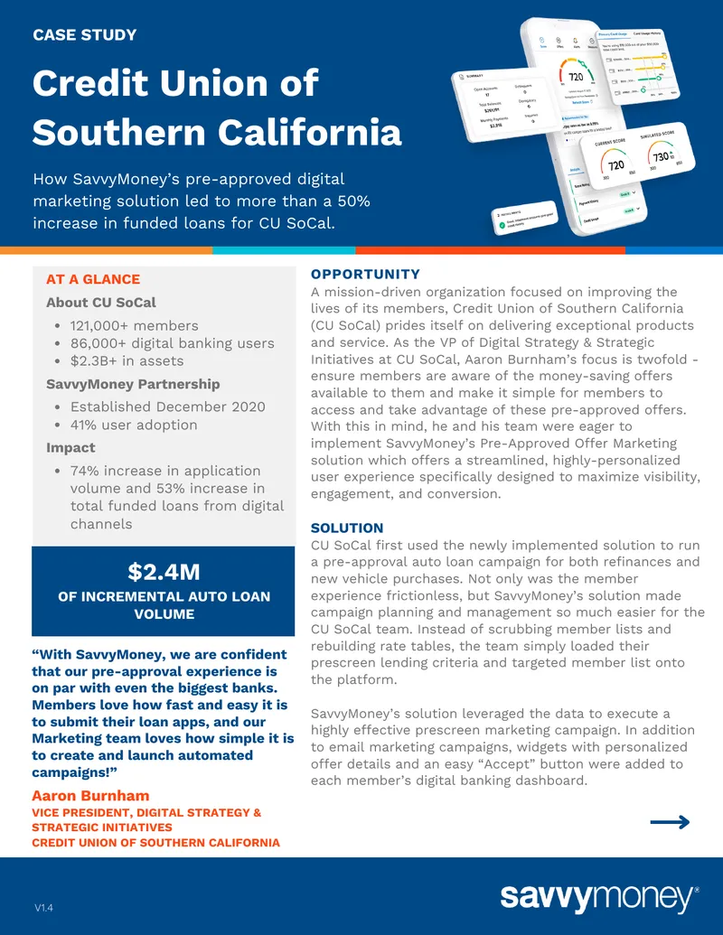 CU SoCal Pre-Approved Offer Marketing Case Study
