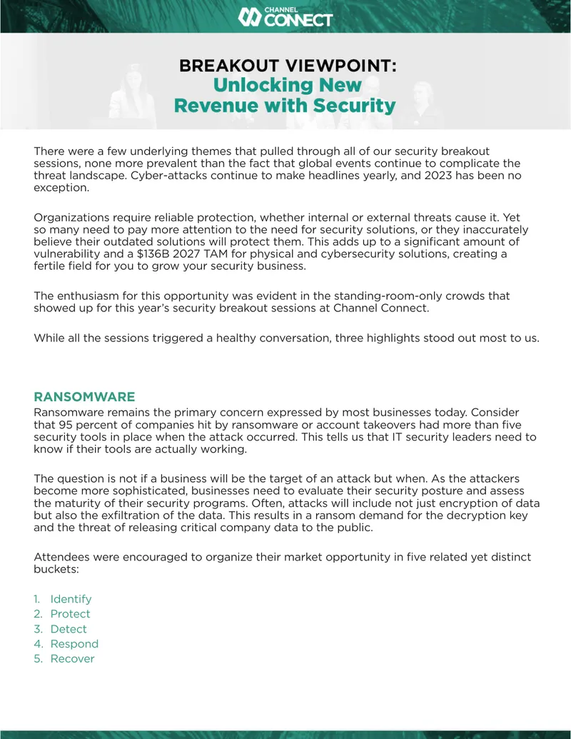 Security Breakout Sessions Insights from Channel Connect