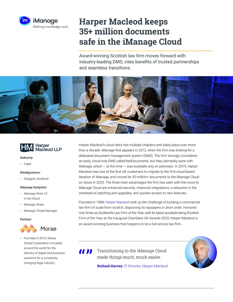 Harper Macleod's Transition to iManage Cloud