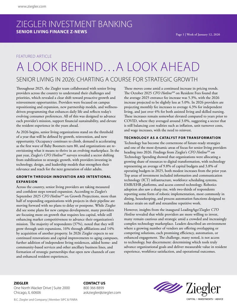 Senior Living Finance Trends and Projections for 2026