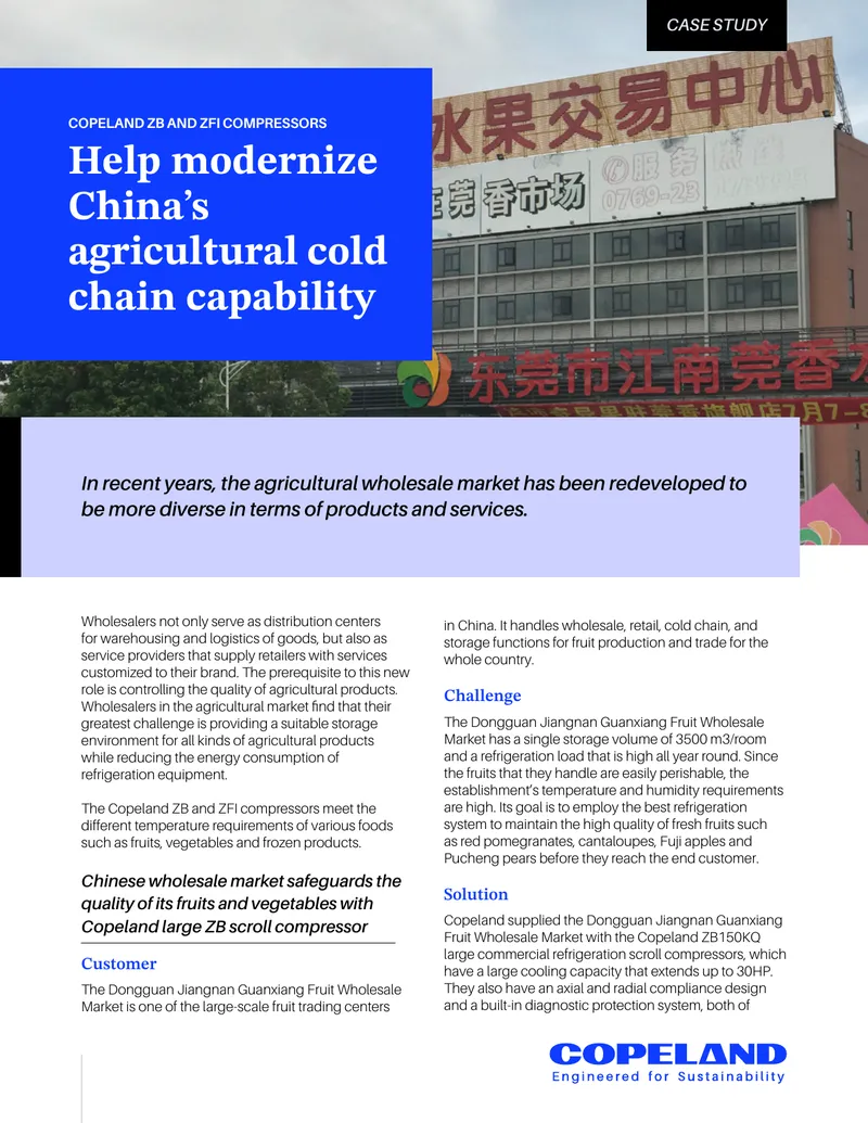 Copeland Compressors for Agricultural Cold Chain