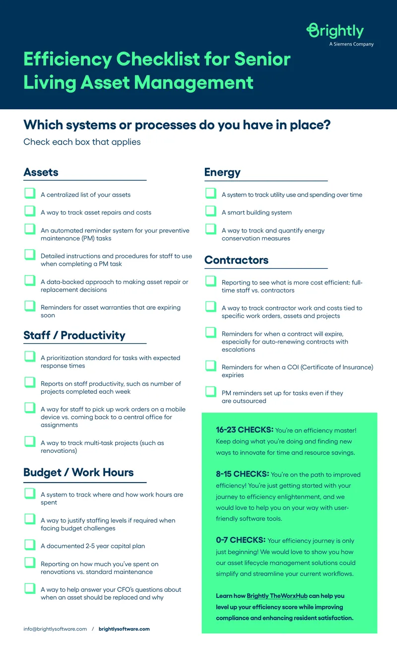 Efficiency Checklist for Senior Living Asset Management