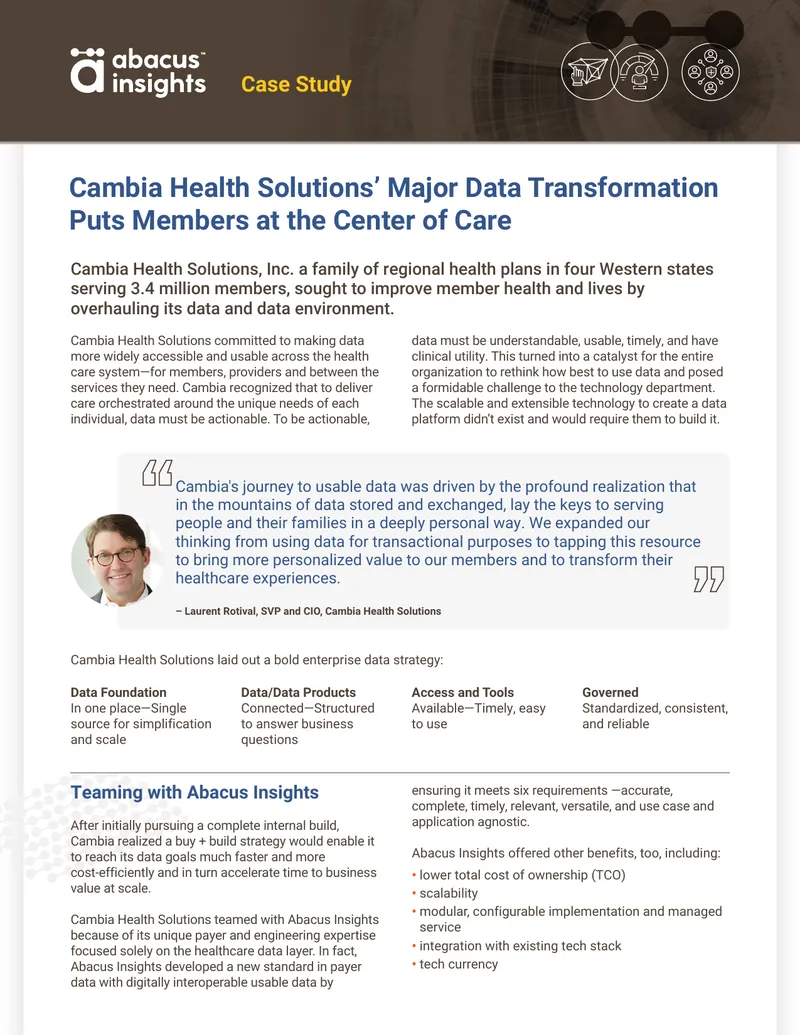 Cambia Health Solutions Data Transformation Case Study
