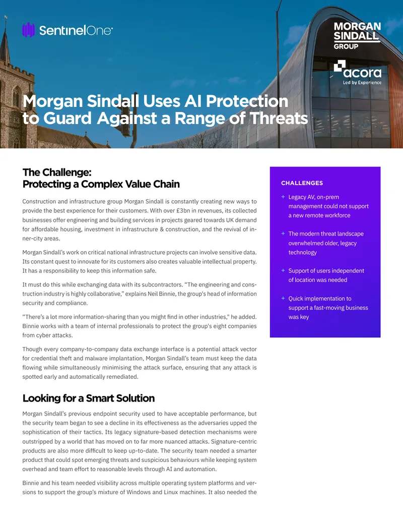 Morgan Sindall Implements AI-Driven Cybersecurity Solution