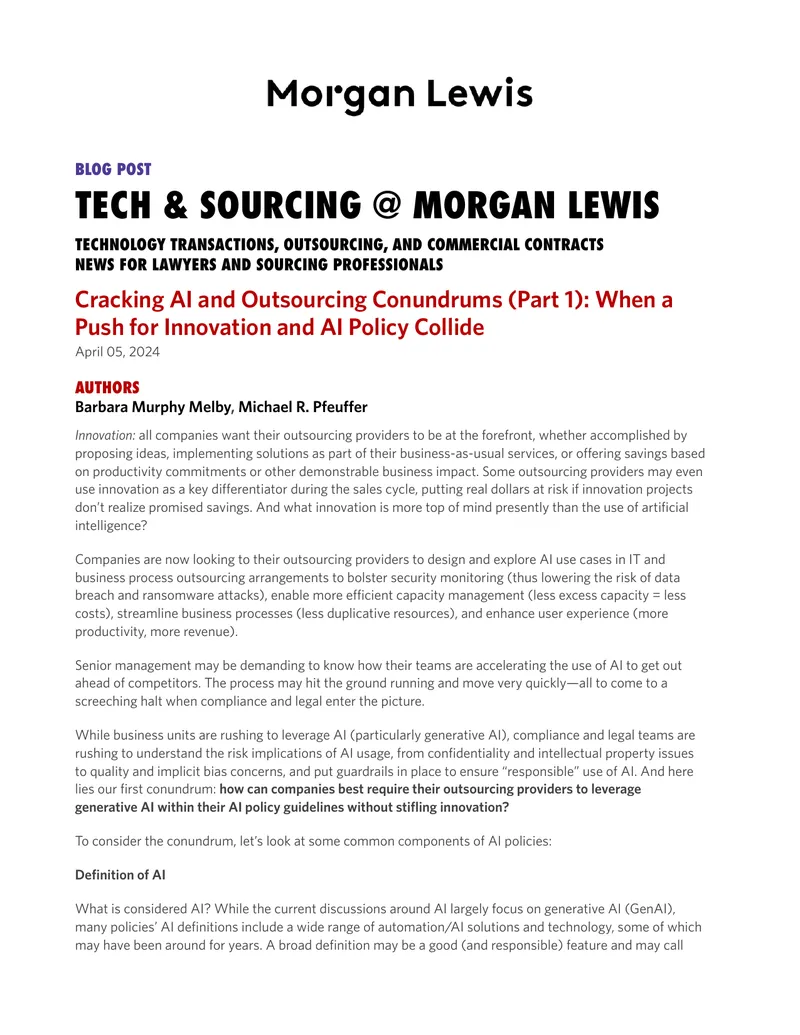 AI Policy Challenges in Outsourcing Arrangements