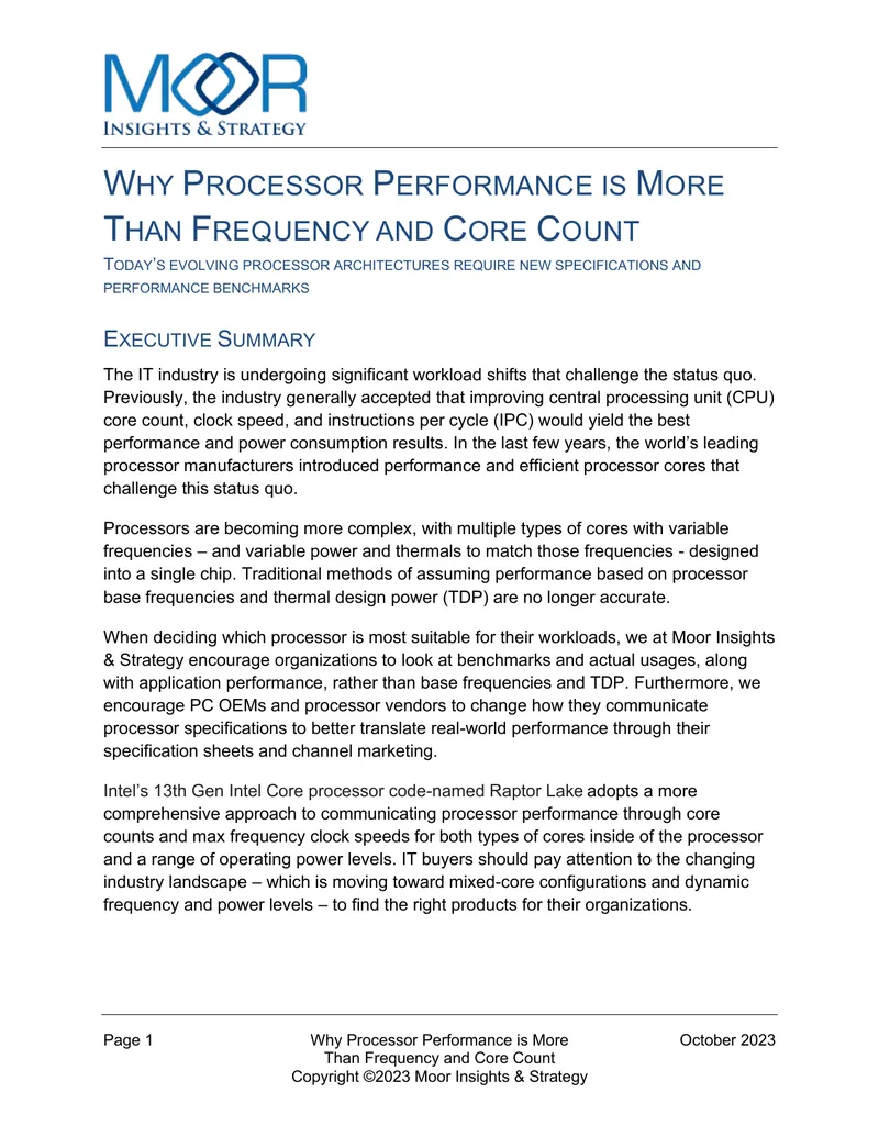 Processor Performance Beyond Frequency and Core Count
