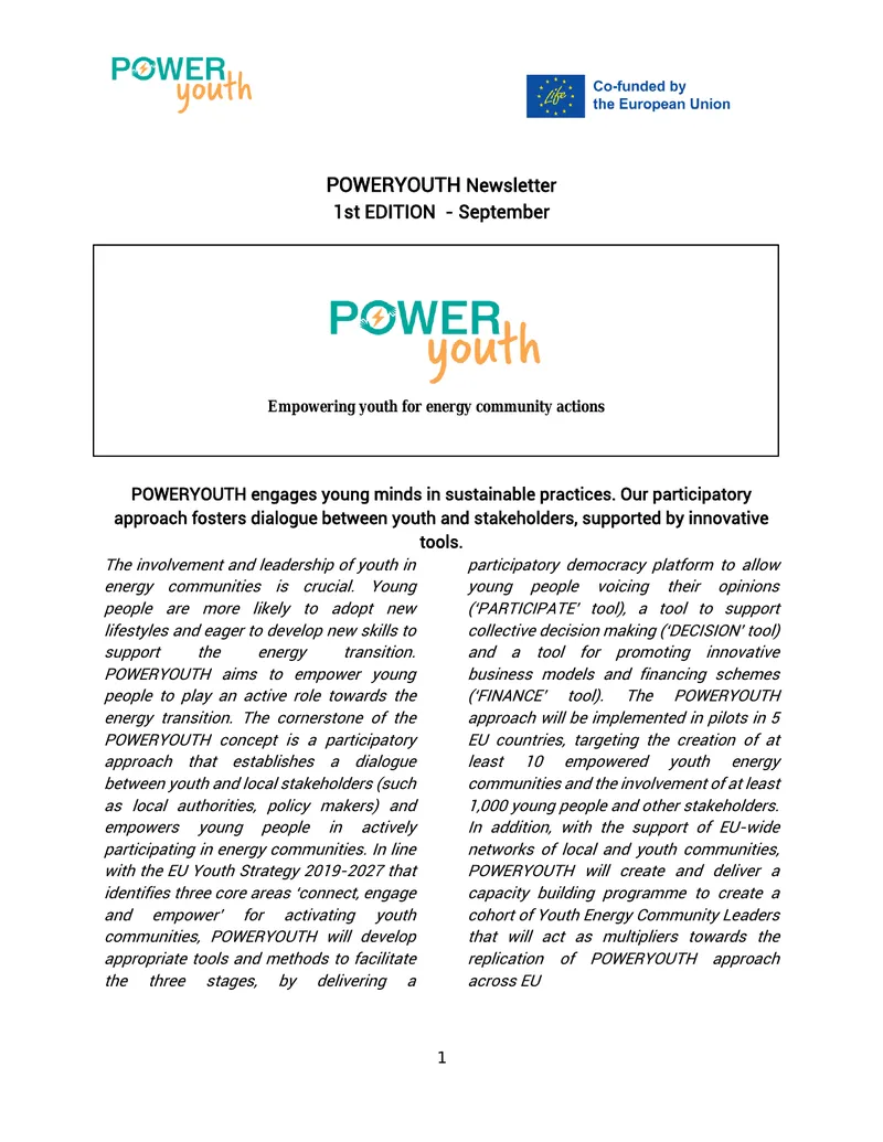 POWERYOUTH Project Newsletter September Edition