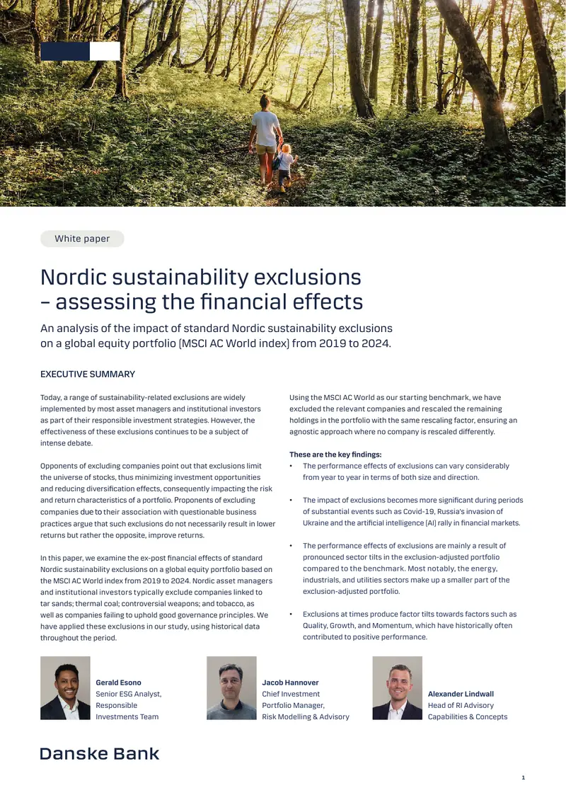 Financial Effects of Nordic Sustainability Exclusions