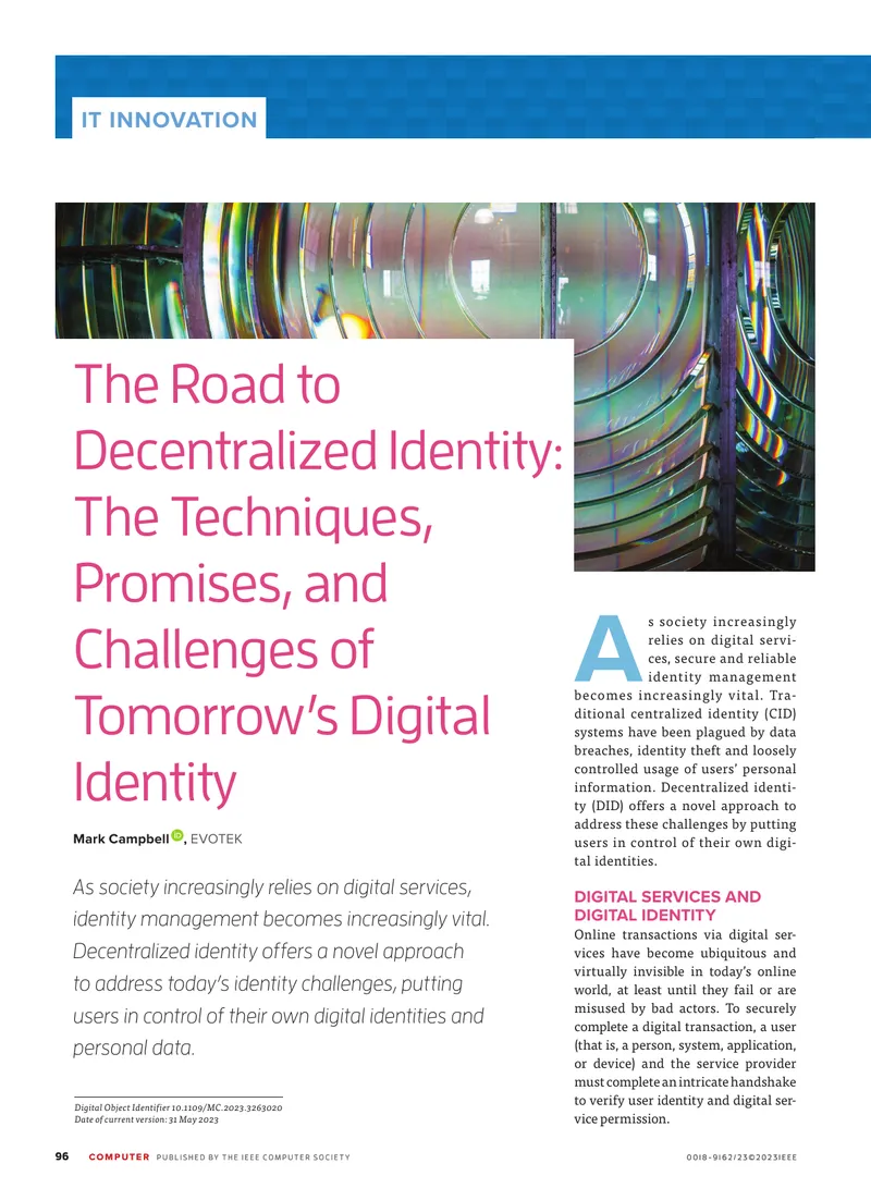 Decentralized Identity: Techniques and Challenges