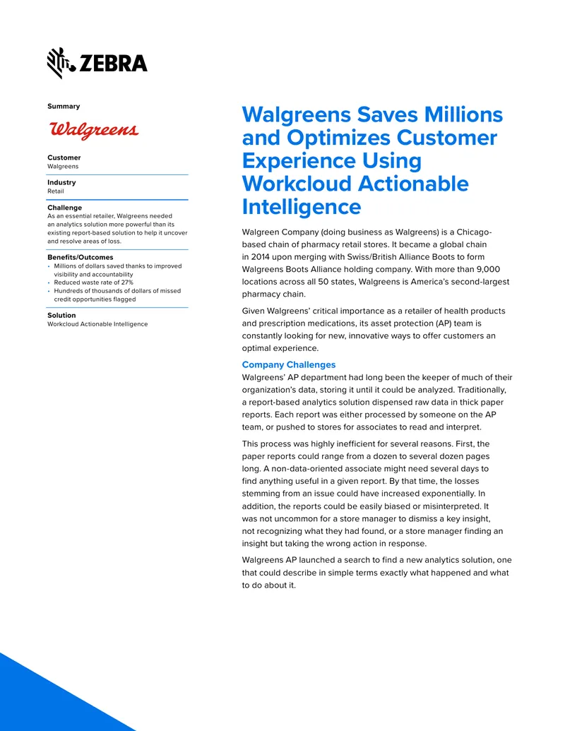 Walgreens Implements Workcloud Actionable Intelligence Solution