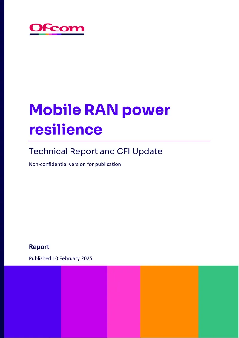 Mobile RAN Power Resilience Technical Report