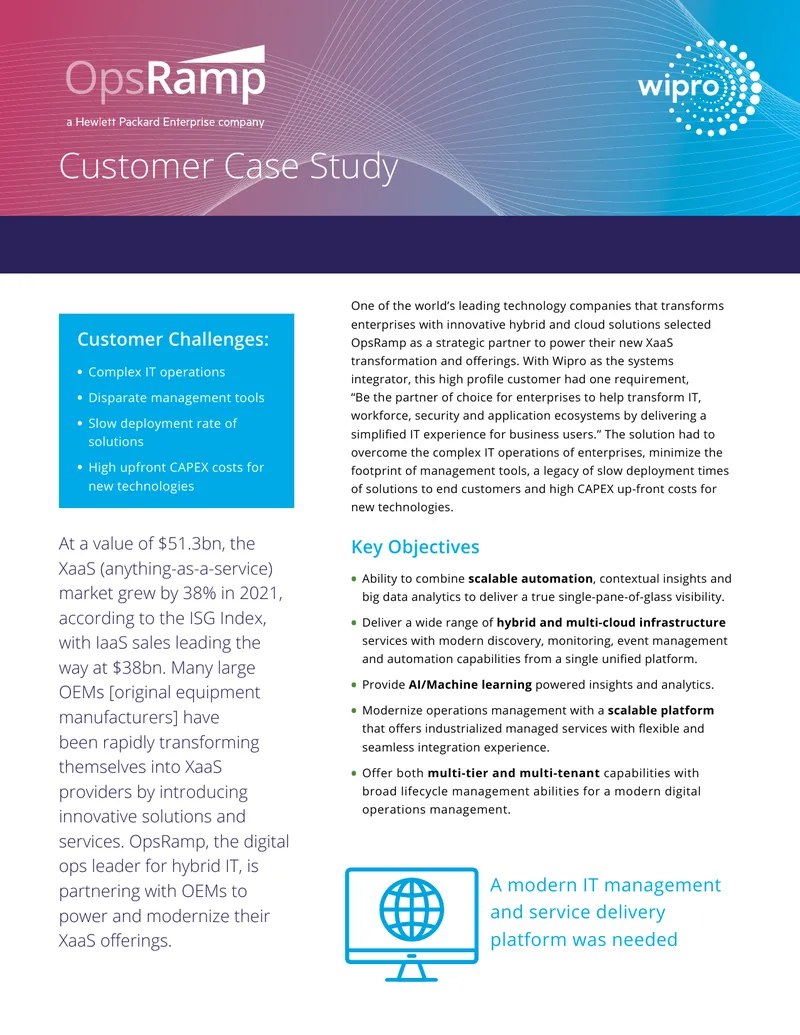 Customer Case Study on XaaS Transformation